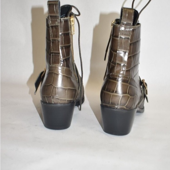 All Saints Katy Leather Croc Boots (Brown) - Picture 7 of 8